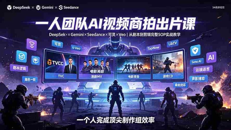(19417期)一人团队AI视频商拍出片课:DeepSeek×Gemini×Seedance×可灵×Veo,从剧本到剪辑完整SOP实战教学-有道网创