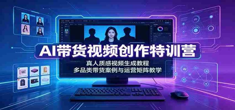 AI带货视频创作特训营:真人质感视频生成教程,多品类带货案例与运营矩阵教学-有道网创