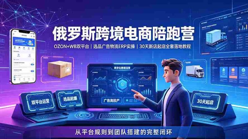 (19371期)2026俄罗斯跨境电商陪跑营:OZON+WB双平台|选品广告物流ERP实操|30天新店起店全套落地教程-有道网创