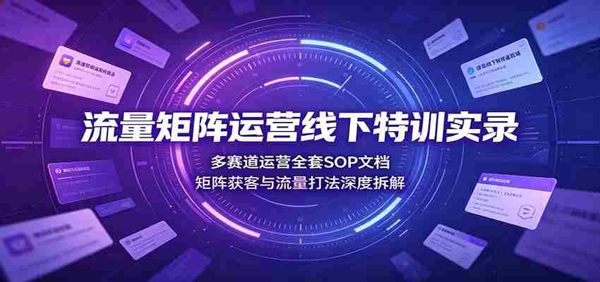 流量矩阵运营线下特训实录：多赛道运营全套SOP文档，矩阵获客与流量打法深度拆解-有道网创