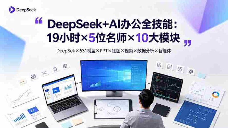 (19411期)DeepSeek+AI办公全技能:19小时×5位名师×10大模块,DeepSeek×631模型×PPT×绘图×视频×数据分析×智能体-有道网创