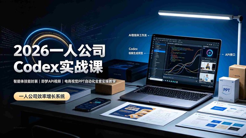 (19503期)2026一人公司Codex实战课◆智能体技能封装|即梦API视频|电商视觉PPT自动化全套实操教学-有道网创