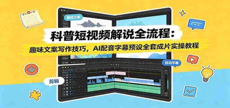 科普短视频解说全流程:趣味文案写作技巧,AI配音字幕预设全套成片实操教程-有道网创