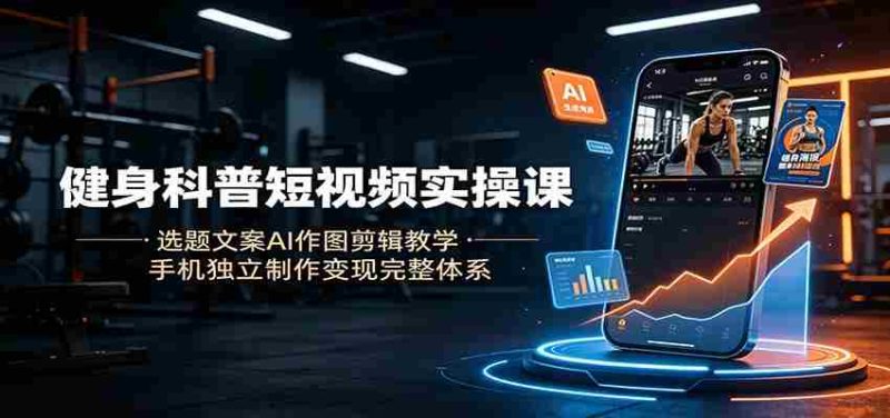 健身科普短视频实操课:选题文案AI作图剪辑教学,手机独立制作变现完整体系-有道网创