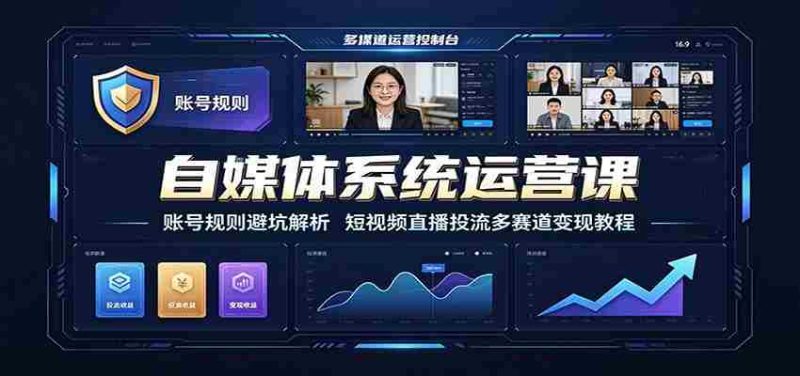 自媒体系统运营课:账号规则避坑解析,短视频直播投流多赛道变现教程-有道网创
