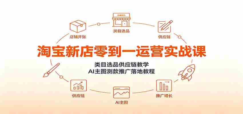 淘宝新店零到一运营实战课：类目选品供应链教学，AI主图测款推广落地教程-有道网创