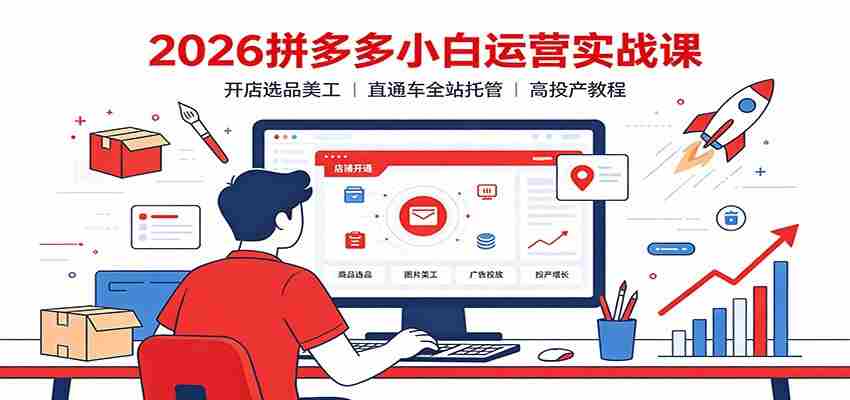 2026拼多多小白运营实战课：开店选品美工，直通车全站托管高投产教程-有道网创