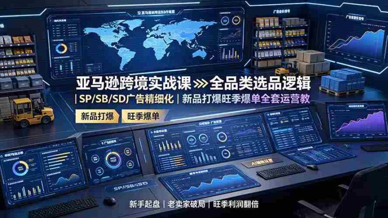 (19352期)亚马逊跨境实战课:全品类选品逻辑|SP/SB/SD广告精细化|新品打爆旺季爆单全套运营教程-有道网创