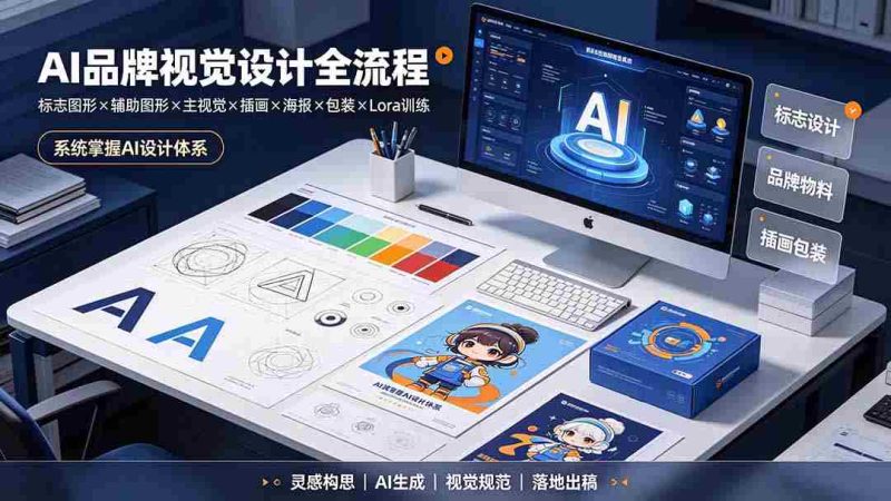 (19372期)AI品牌视觉设计全流程:标志图形×辅助图形×主视觉×插画×海报×包装×Lora训练,系统掌握AI设计体系-有道网创