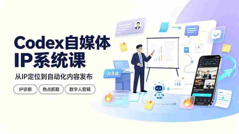 (19258期)Codex自媒体IP系统课:IP诊断/热点抓取/IP蒸馏 Skill,爆款复刻数字人多平台自动发布教程-有道网创