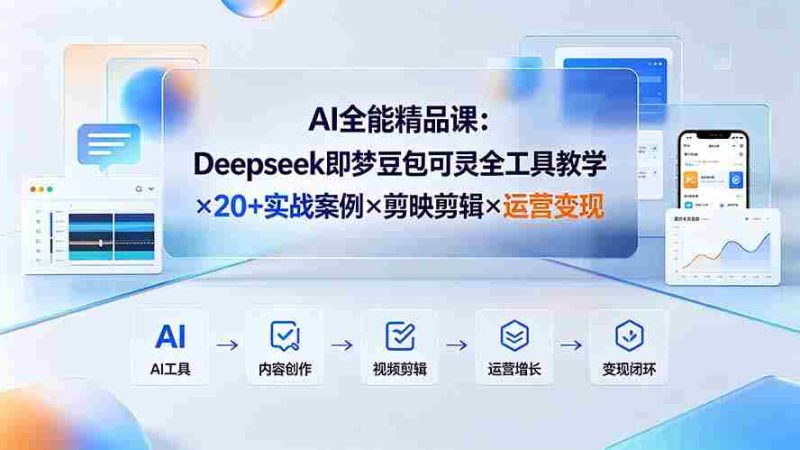 (19278期)AI全能精品课:Deepseek即梦豆包可灵全工具教学×20+实战案例×剪映剪辑×运营变现-有道网创
