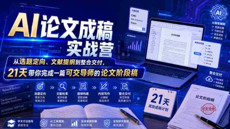 AI论文成稿实战营,从选题定向、文献提纲到整合交付,21天带你完成一篇可交导师的论文阶段稿-有道网创