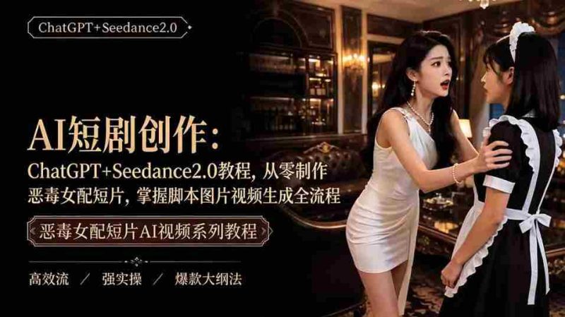 AI短剧从零创作实战课|ChatGPT脚本撰写+Seedance2.0视频生成,恶毒女配短剧全流程教程-有道网创