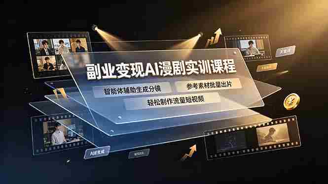 (19187期)副业变现AI漫剧实训课程,智能体辅助生成分镜,参考素材批量出片,轻松制作流量短视频-有道网创