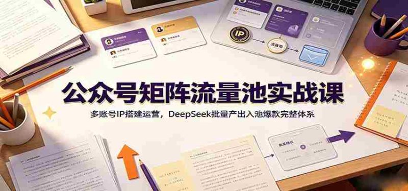 公众号矩阵流量池实战课:多账号IP搭建运营,DeepSeek批量产出入池爆款完整体系-有道网创