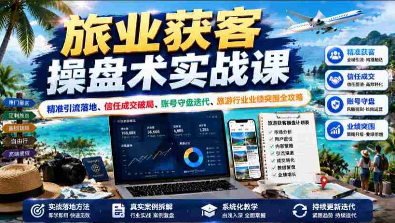 旅业获客操盘术实战课|精准引流落地、信任成交破局、账号守盘迭代、旅游行业业绩突围全攻略-有道网创