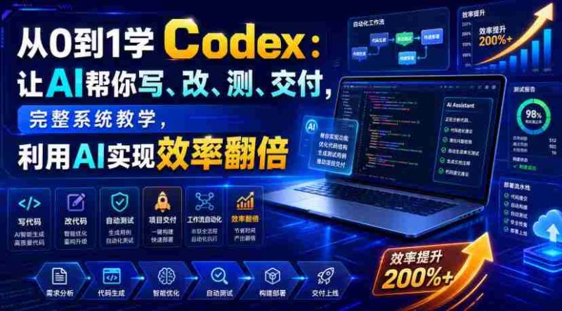 从0到1学Codex:让AI帮你写、改、测、交付,完整系统教学,利用AI实现效率翻倍-有道网创