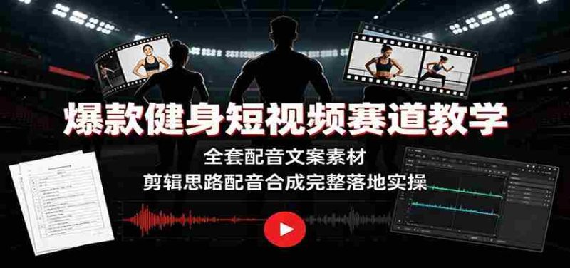 爆款健身短视频赛道教学:全套配音文案素材,剪辑思路配音合成完整落地实操-有道网创