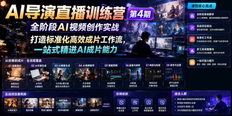 AI导演直播训练营第4期|全阶段AI视频创作实战,打造标准化高效成片工作流,一站式精进AI成片能力-有道网创