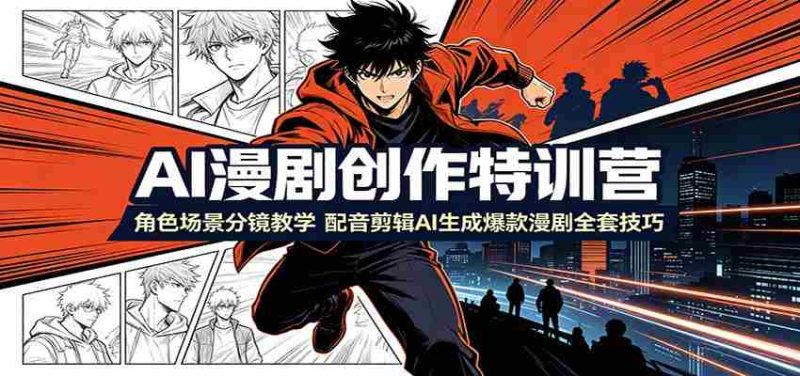 AI漫剧创作特训营:角色场景分镜教学,配音剪辑AI生成爆款漫剧全套技巧-有道网创