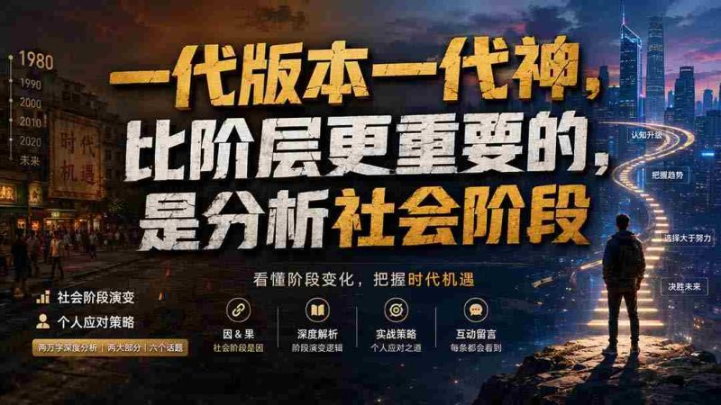 (19745期)付费文章:一代版本一代神,比阶层更重要的,是分析社会阶段-有道网创