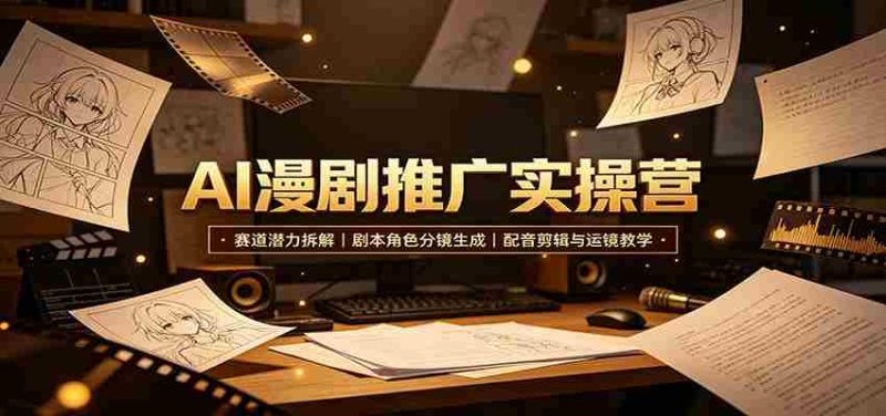 AI漫剧推广实操营:赛道潜力拆解,剧本角色分镜生成,配音剪辑与运镜教学-有道网创