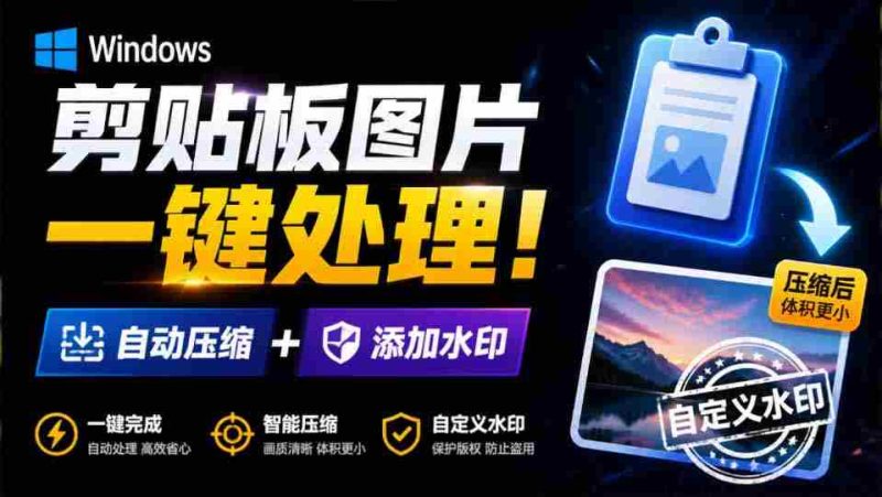 (19831期)Windows 剪贴板复制图片后,体积会暴涨数百倍?剪贴板图片一键自动压缩及添加水印工具-有道网创