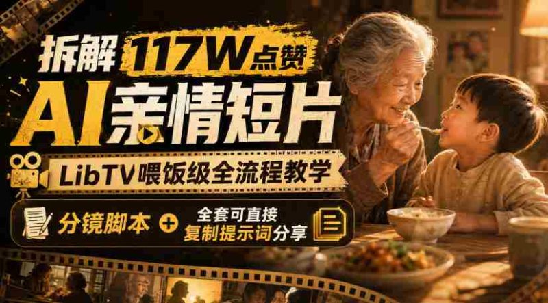 拆解117W点赞AI亲情短片,LibTV喂饭级全流程教学,分镜脚本+全套可直接复制提示词分享-有道网创