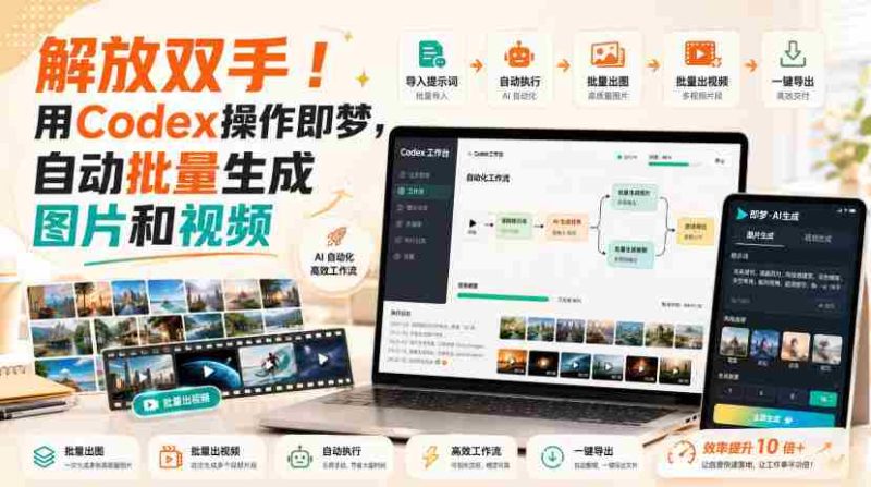 解放双手!用Codex操作即梦,自动批量生成图片和视频-有道网创
