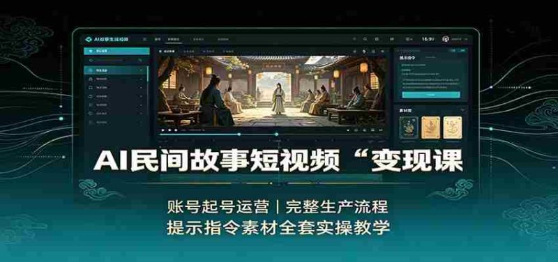 AI民间故事短视频变现课:账号起号运营,完整生产流程,提示指令素材全套实操教学-有道网创
