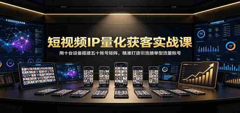 短视频IP量化获客实战课:用十台设备搭建五十账号矩阵,精准打造引流接单型流量账号-有道网创