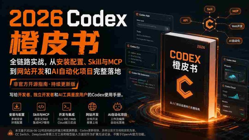 (20105期)2026Codex橙皮书:全链路实战,从安装配置、Skill与MCP到网站开发和AI自动化项目完整落地-有道网创