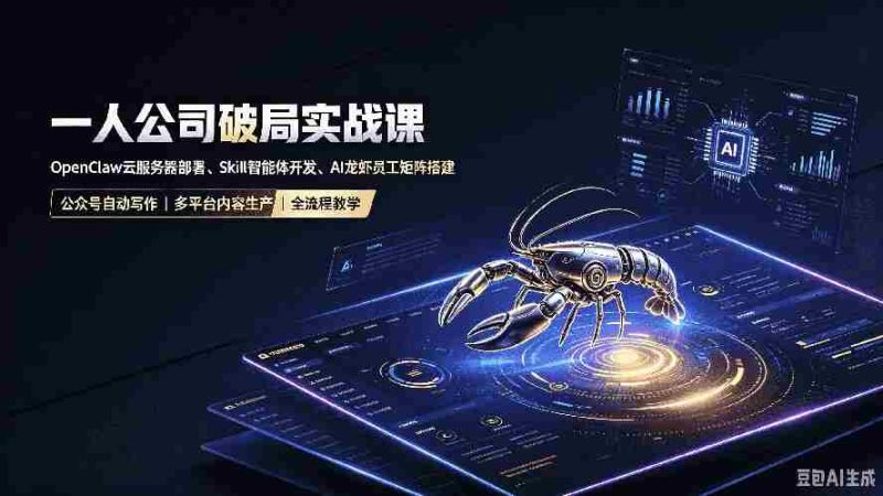 (19995期)一人公司破局实战课|OpenClaw云服务器部署、Skill智能体开发、AI龙虾员工矩阵搭建,公众号自动写作与多平台内容…-有道网创