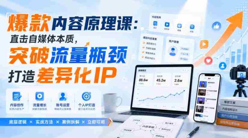 爆款内容原理课:直击自媒体本质,突破流量瓶颈打造差异化IP-有道网创