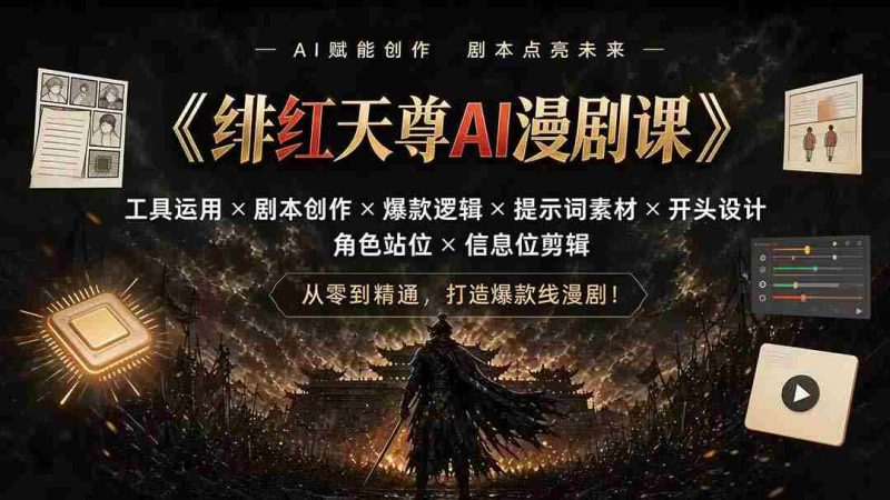 (19597期)绯红天尊AI漫剧课|工具运用×剧本创作×爆款逻辑×提示词素材×开头设计×角色站位×信息位剪辑-有道网创