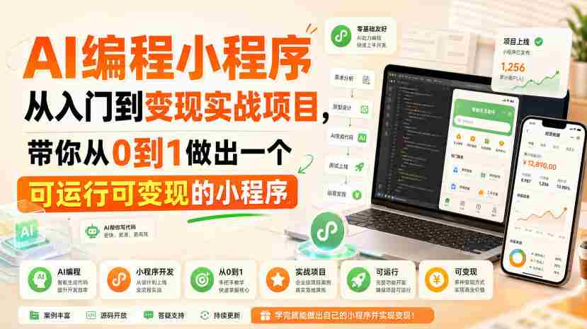 AI编程小程序从入门到变现实战项目，带你从0到1做出一个可运行可变现的小程序-有道网创