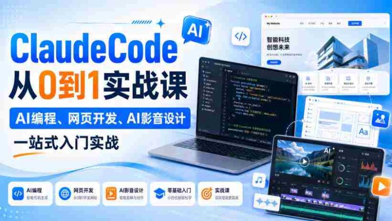 ClaudeCode从0到1实战课，AI编程、网页开发、AI影音设计一站式入门实战-有道网创