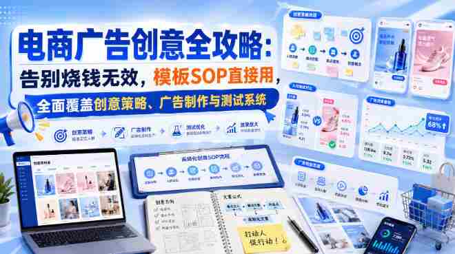 电商广告创意全攻略:告别烧钱无效,模板SOP直接用,全面覆盖创意策略、广告制作与测试系统【原创双语字幕】-有道网创