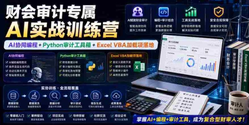 财会审计专属AI实战训练营|AI协同编程+Python审计工具箱+Excel VBA加载项落地(更新0816)-有道网创