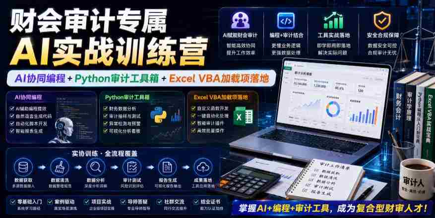 财会审计专属AI实战训练营|AI协同编程+Python审计工具箱+Excel VBA加载项落地(更新0816)