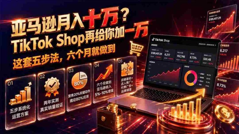 (19643期)亚马逊月入十万?TikTok Shop再给你加一万——这套五步法,六个月就做到【原创双语字幕】-有道网创