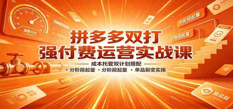 拼多多双打强付费运营实战课:成本托管双计划搭配,分阶段起量,单品裂变实操-有道网创