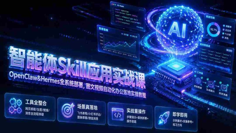 (19645期)智能体Skill应用实战课:OpenClaw&Hermes全系统部署,图文视频自动化办公落地实操教程-有道网创