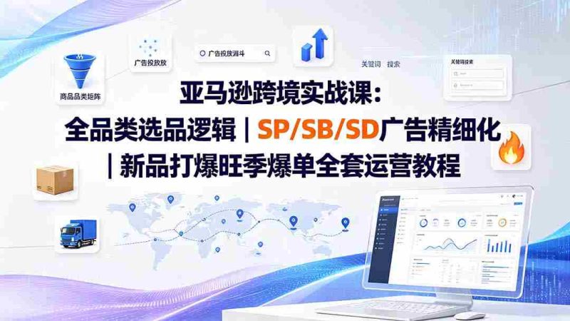 (19837期)亚马逊跨境实战课-更新:全品类选品逻辑|SP/SB/SD广告精细化|新品打爆旺季爆单全套运营教程-有道网创