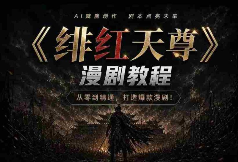 绯红天尊AI漫剧系统教程|从零入门到精通,工具运用+剧本创作+爆款逻辑+提示词素材+镜头剪辑,全套爆款漫剧落地实战课-有道网创
