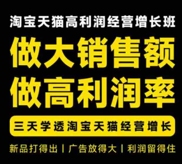 天猫淘宝高利润经营增长班杭州线下课31期8月22-24日,做大销售额做高利润率,三天学透淘宝天猫经营增长-有道网创