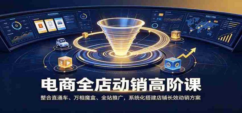 电商全店动销高阶课:整合直通车、万相魔盒、全站推广,系统化搭建店铺长效动销方案-有道网创