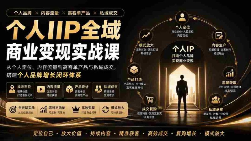 (20024期)个人IIP全域商业变现实战课 (无水印):从个人定位、内容流量到高客单产品与私域成交,搭建个人品牌增长闭环体系-有道网创