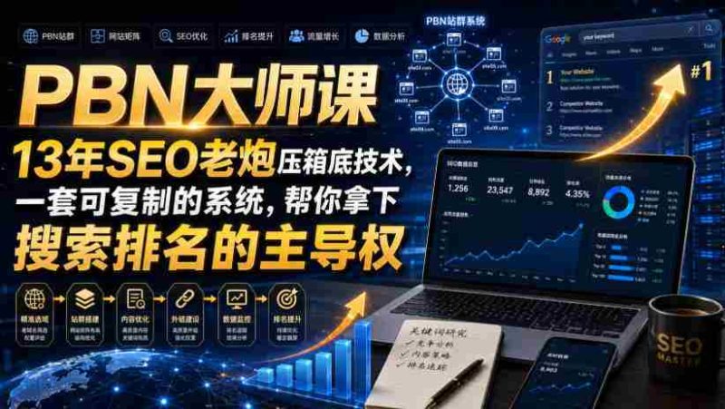 PBN大师课13年SEO老炮压箱底技术,一套可复制的系统,帮你拿下搜索排名的主导权【原创双语字幕】-有道网创