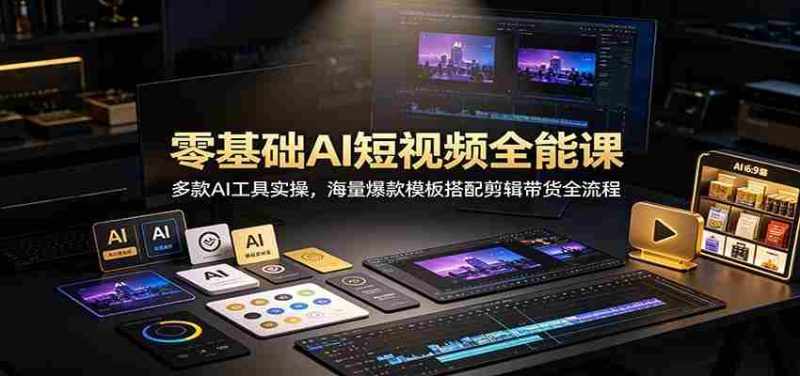 零基础AI短视频全能课:多款AI工具实操,海量爆款模板搭配剪辑带货全流程-有道网创
